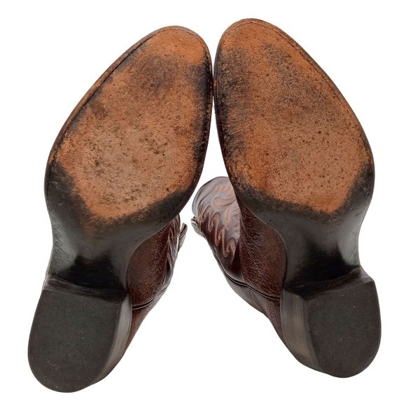 Vintage Lucchese Cowboy Boots Brown Exotic Leather Mens 8.5 D Custom Western main image 16